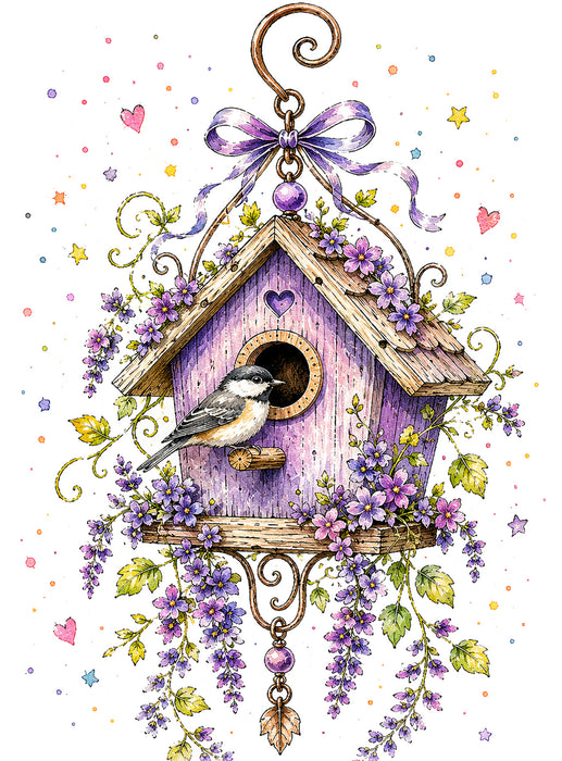 Lavender Whimsical Birdhouse