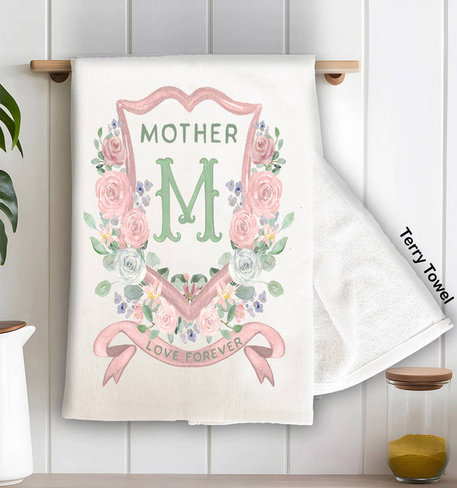 Mother's Day Mother Floral Crest Kitchen Terry Towel