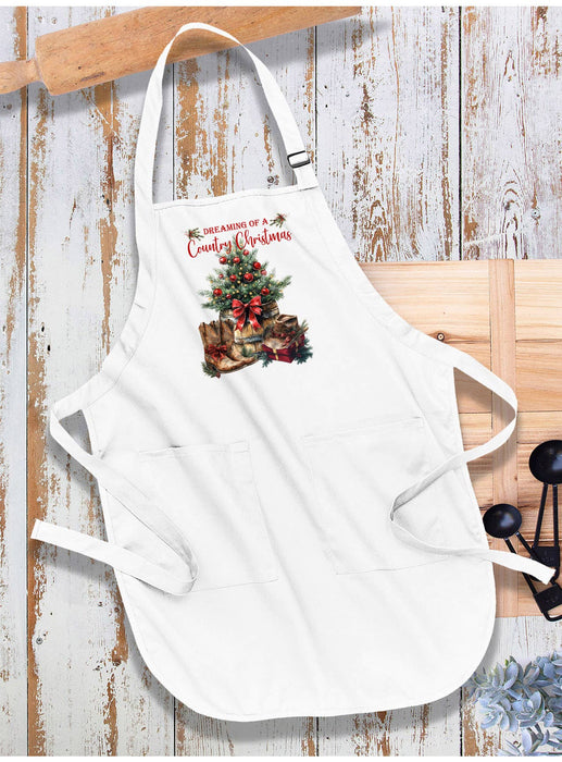 Country Christmas Western Cowboy Boots Apron