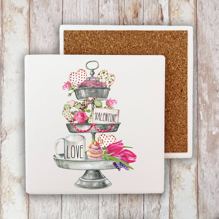 Valentine 3 Tier Tray Love  Stone Coaster