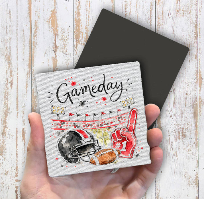 Gameday Football Black & Red Magnet Fridge