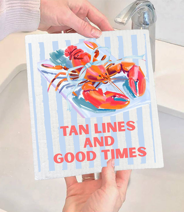 Lobster Tan Lines and Good Times Swedish Dishcloth