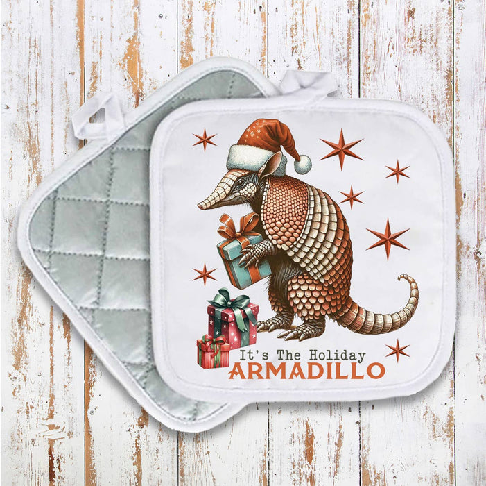 It's the Christmas Armadillo Pot Holder Oven Mitt