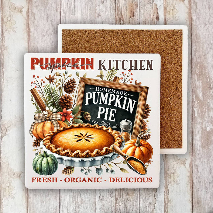 Fall Autumn Pumpkin Pie  Stone Coaster