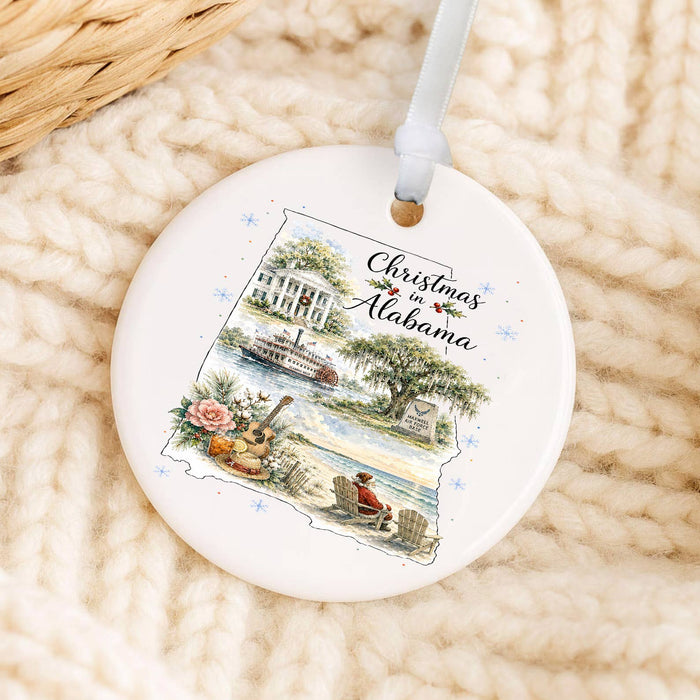 Christmas in Alabama State Map Ornament