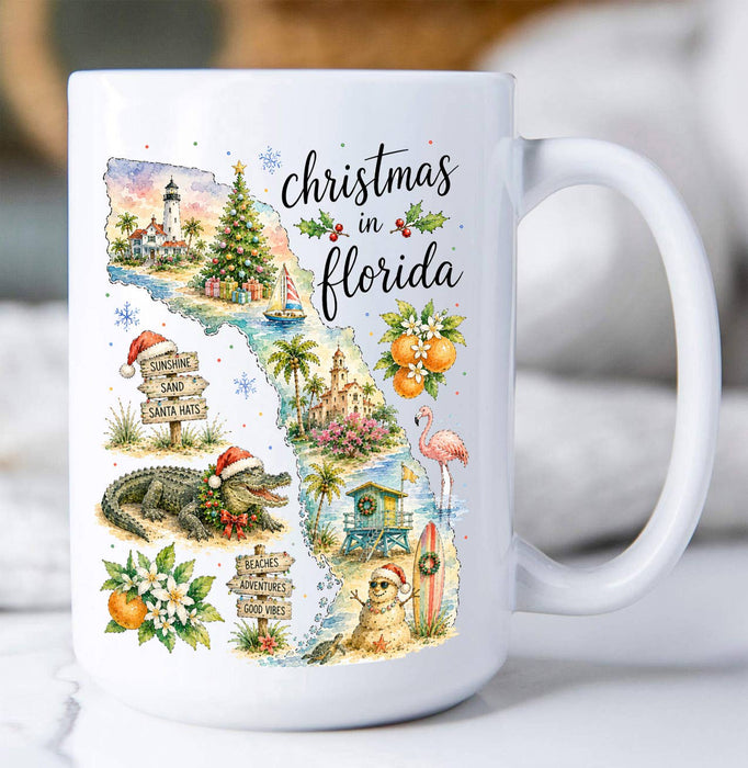 Christmas in Florida State Map Coffee Mug