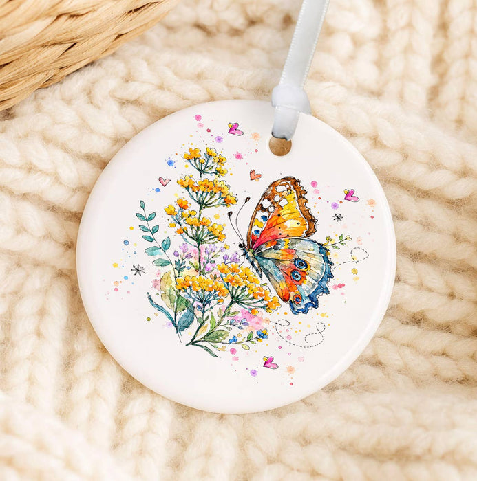 Spring Butterflies Wildflowers Ornament