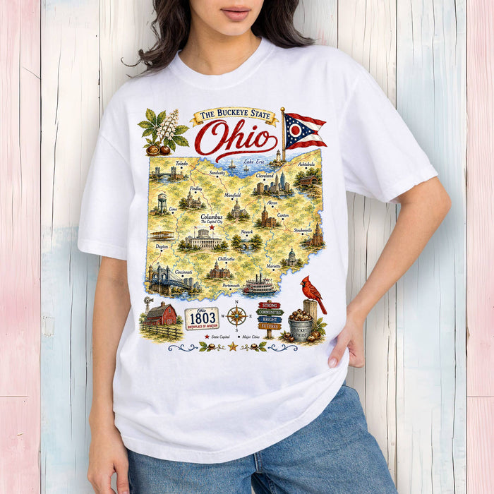 Ohio State Map Landmark T-Shirt