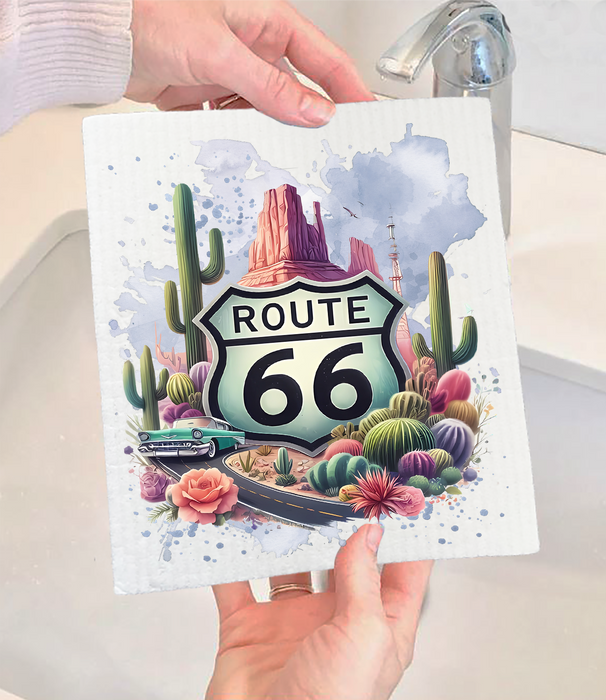 Route 66 Desert Cactus  Swedish Dishcloth