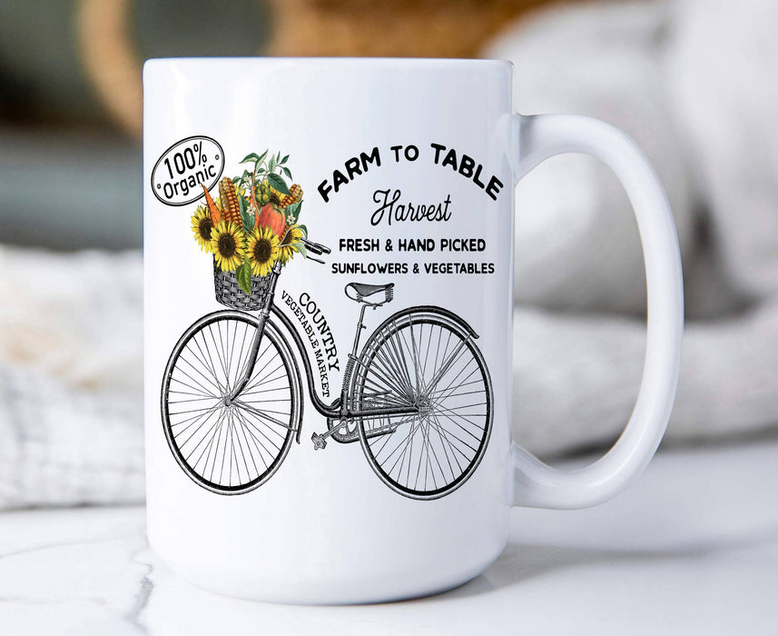 Country Flowers Farm to Table Bike Basket Coffee Mugs