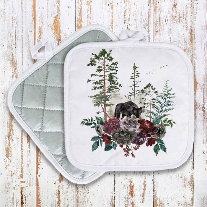 Wolf Forest Trees Nature Pot Holder Oven Mitts