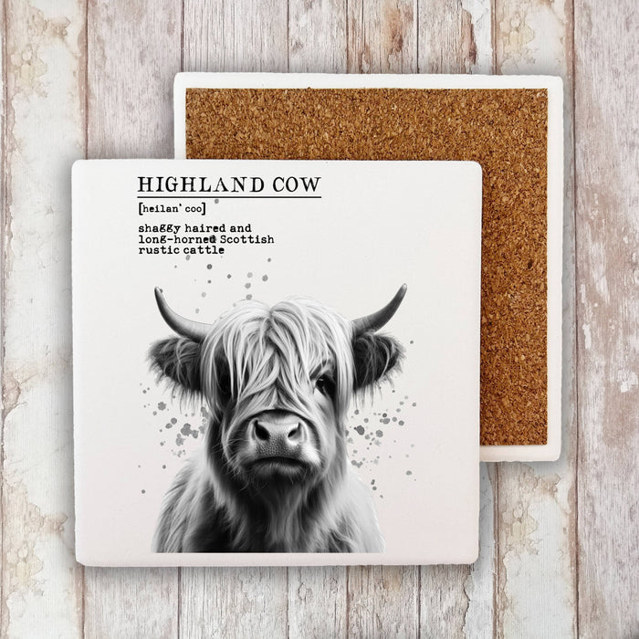 Highland Cow Definition Farm Stone Coaster