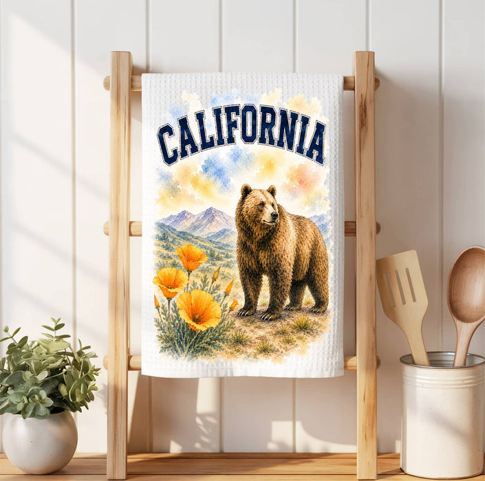 California State Bird and Animal Waffle Weave Towel