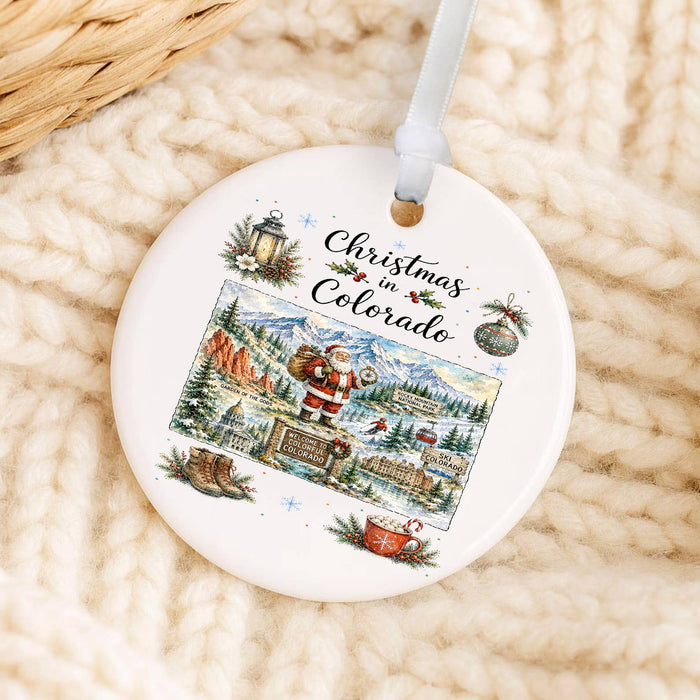Christmas in Colorado State Map Ornament