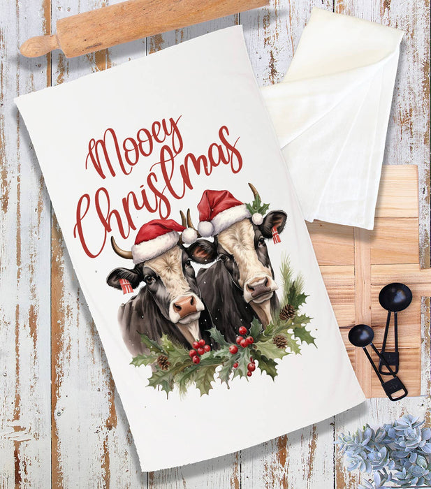 Mooey Christmas Cows Farm Terry Towel