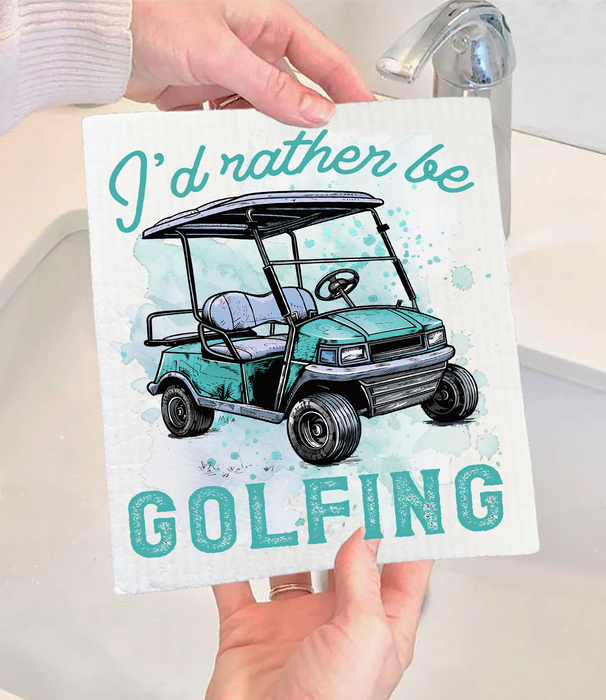I'd Rather be Golfing Blue Swedish Dishcloth