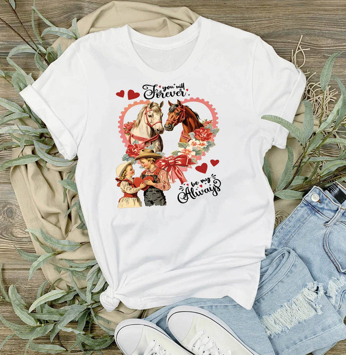 Vintage Western Horses Valentine T-Shirt