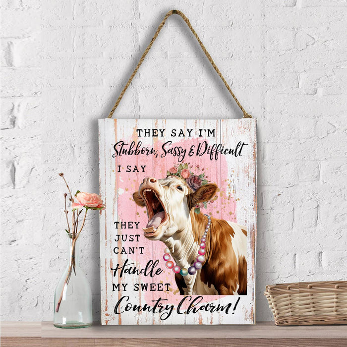 Stubborn Sassy Country Charm Cow Wall Decor