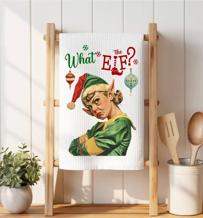 Christmas What the Elf Waffle Weave Towel