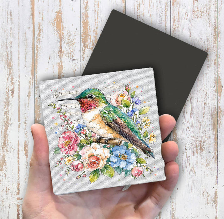 Spring Flowers Hummingbirds Musical Magnet Fridge