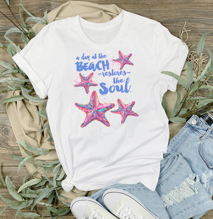 Day at beach restores Soul Starfish T-Shirt