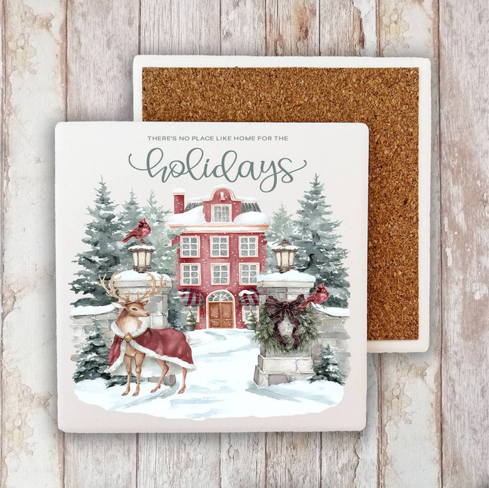Christmas Home for the Holiday days Stone Coaster