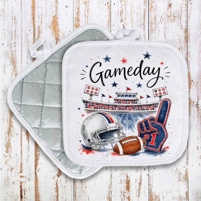 Gameday Football Navy Blue & Red Pot Holder