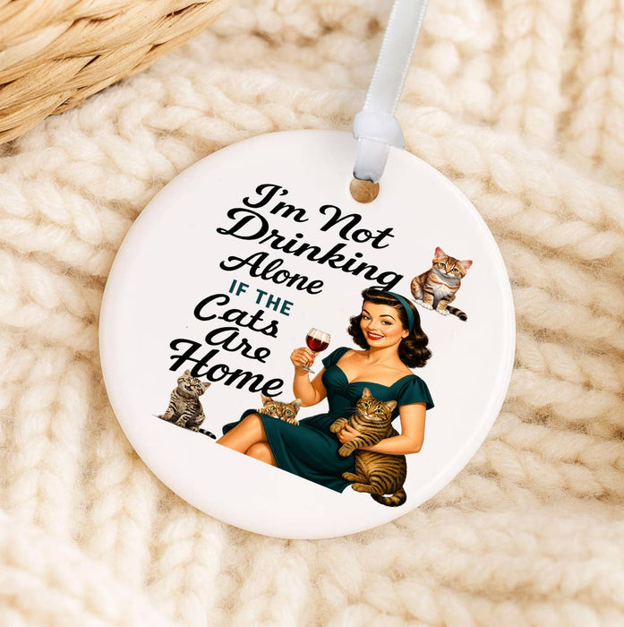 Retro Funny Drinking with Cats Ornament