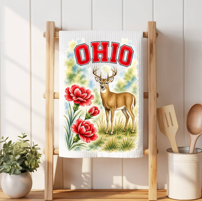 Ohio State Bird and Animal Waffle Weave Towel