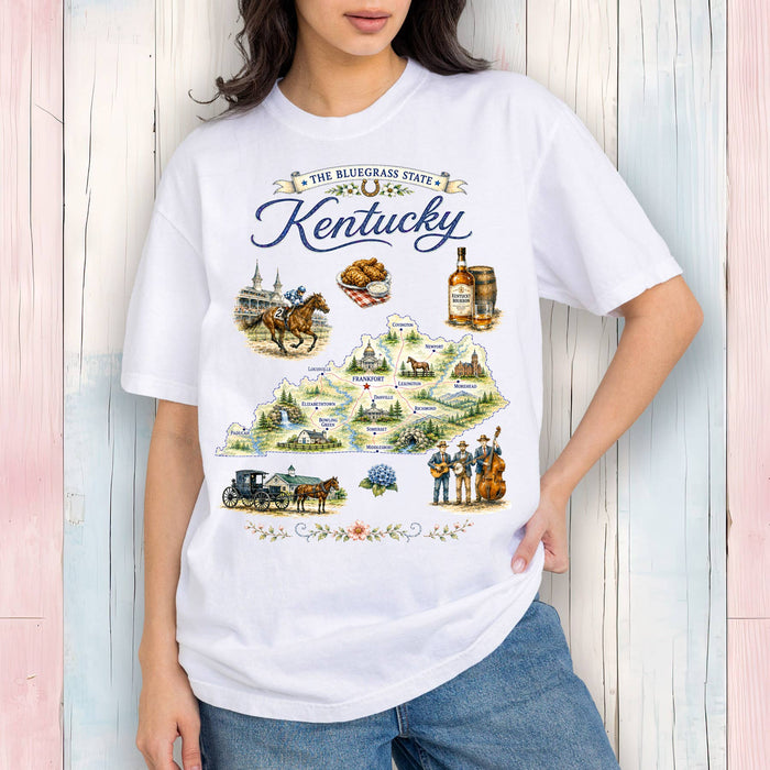 Kentucky State Map Landmark T-Shirt