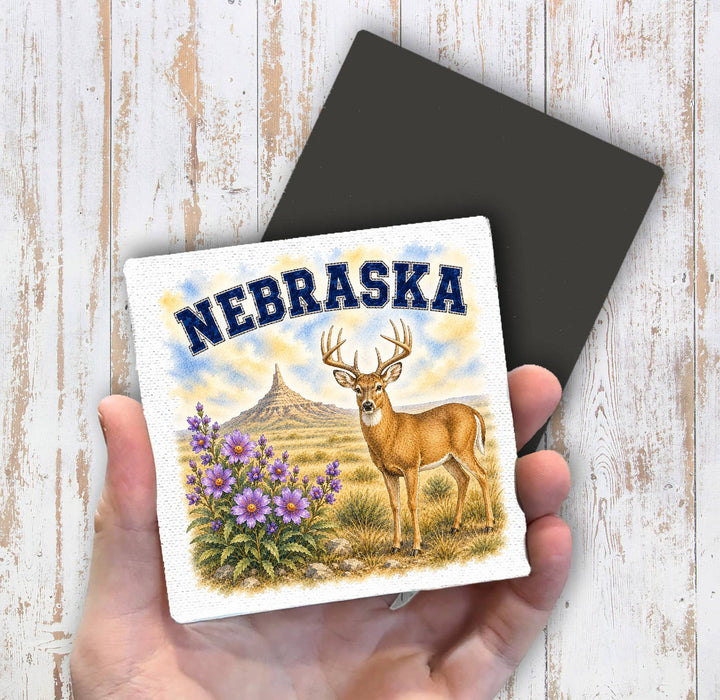 Nebraska State Bird and Animal Magnet Fridge