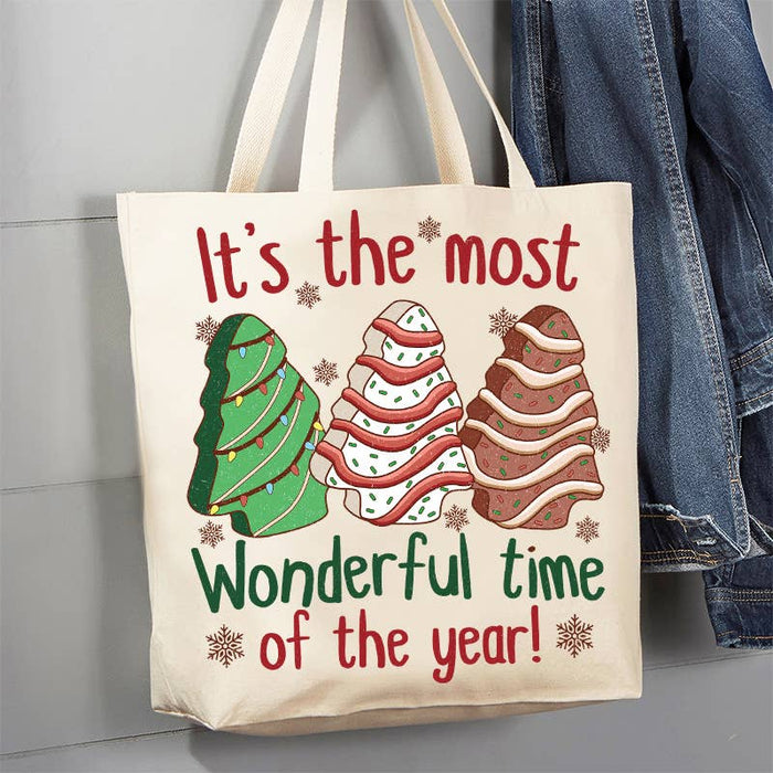 Christmas Tree cakes Wonderful Time Canvas Tote Bag