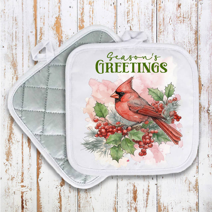 Christmas Seaons Greeting red Cardinal Pot Holder
