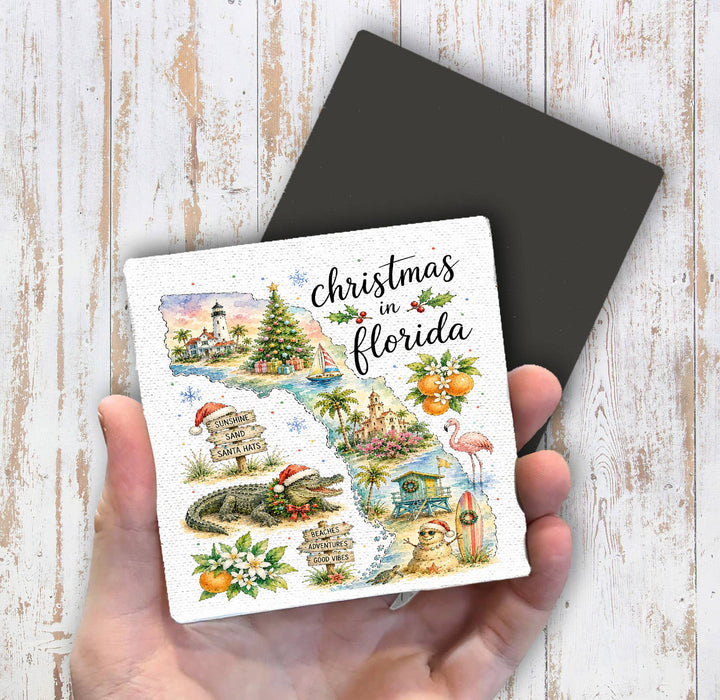 Christmas in Florida State Map Magnet Fridge