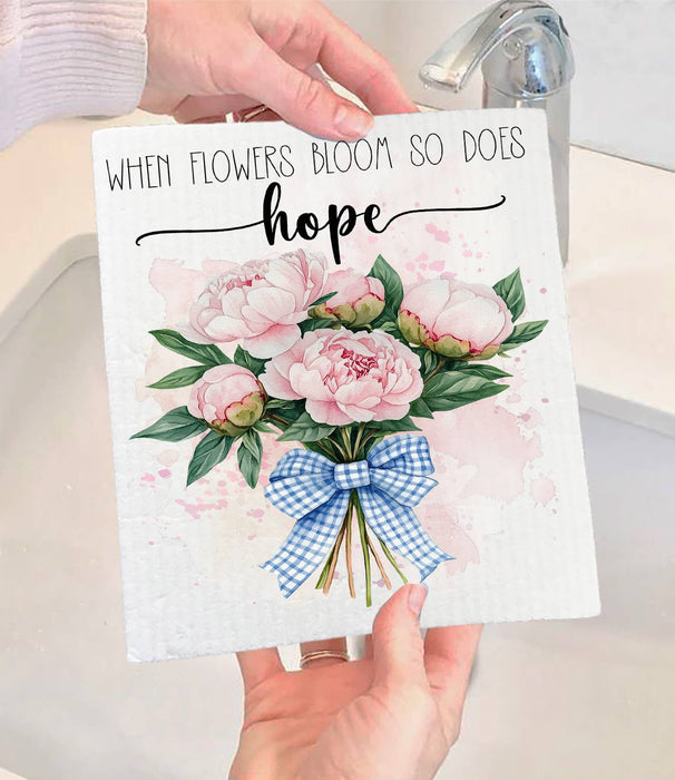 When Flowers Bloom so does Hope Swedish Dishcloth