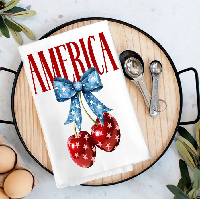 Patriotic Cherry America Tea Towel