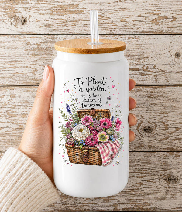 Plant a garden Flowers in basket Glass Cup