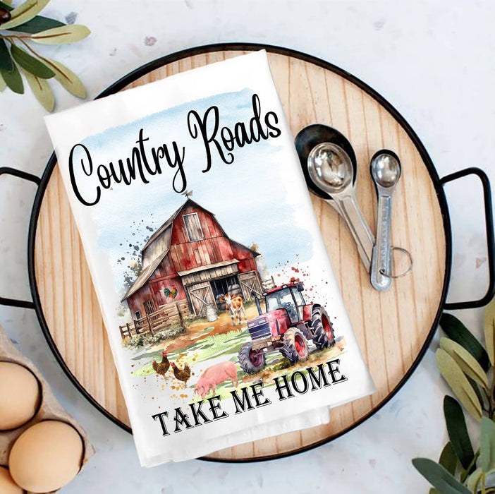 Country road take me home Tea Towel