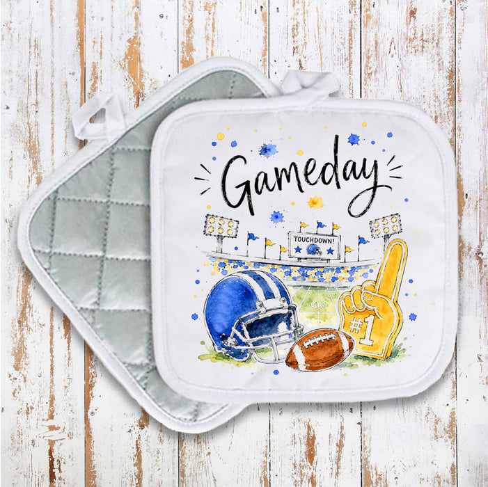Gameday Football Royal Blue & Gold Pot Holder