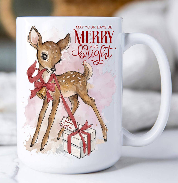 Vintage Christmas Reindeer Coffee Mug