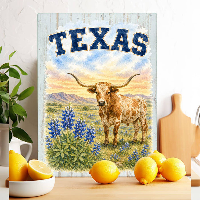 Texas State Bird and Animal Glass Cutting Board