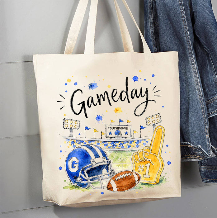 Gameday Football Royal Blue & Gold Canvas Tote Bag