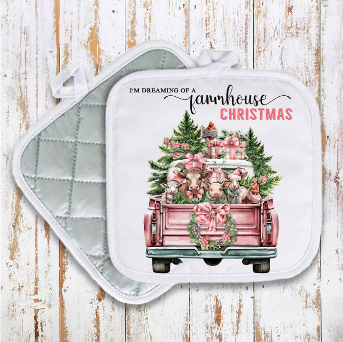 Dreaming of a Farmhouse Christmas t Pot Holder Oven Mitt