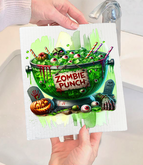 Halloween Zombie Punch Swedish Dishcloth