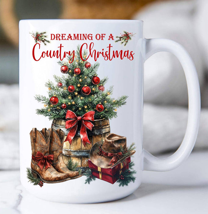 Country Christmas Western Cowboy Boots Coffee Mug