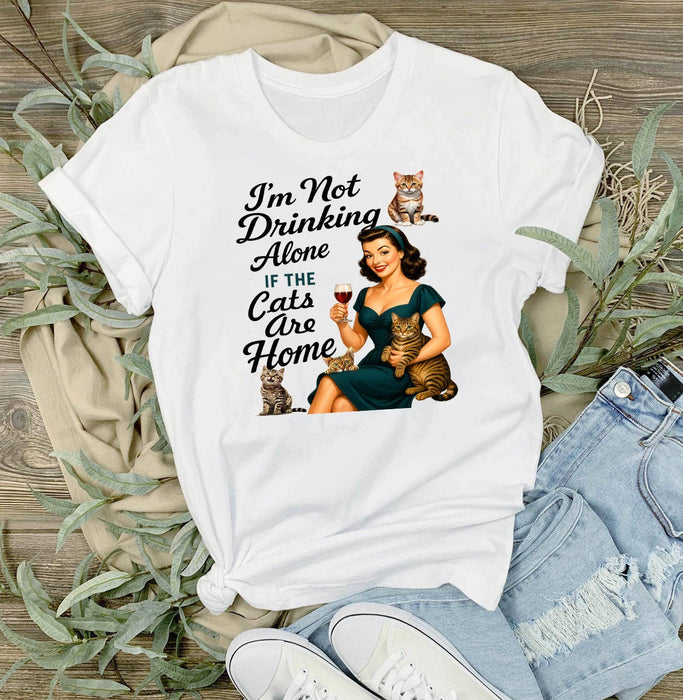 Retro Funny Drinking with Cats T-Shirt