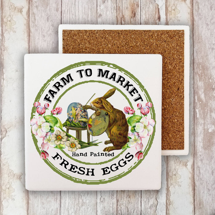 Easter Farm Fresh Easter Eggs Cotton Stone Coaster