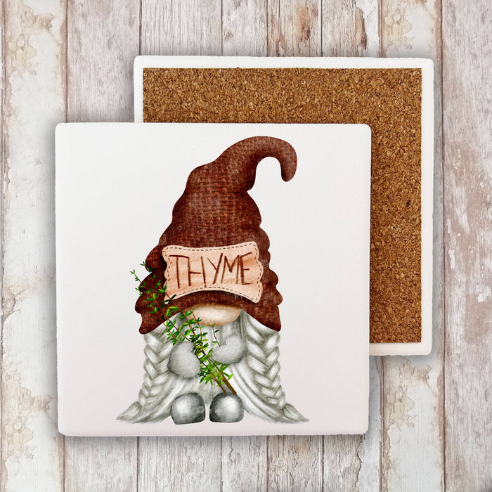 Gnome Herbs Thyme  Stone Coaster