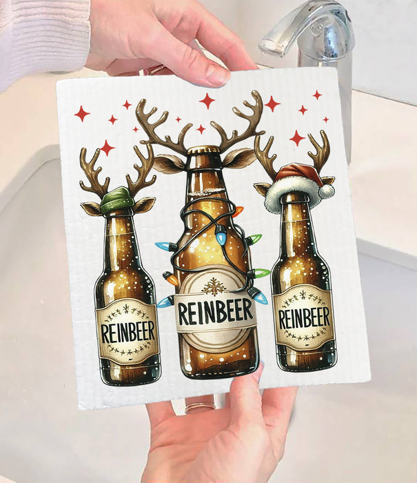 Christmas Reinbeer Swedish Dishcloth