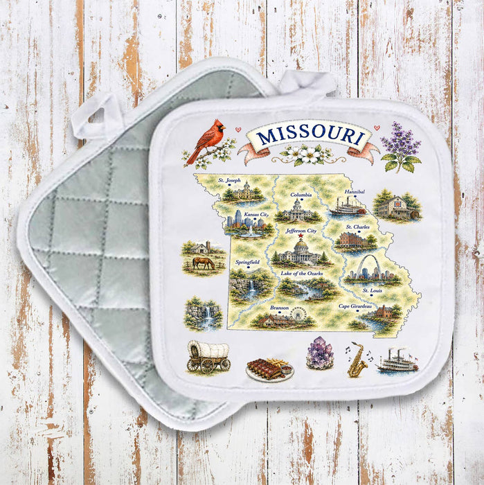 Missouri State Map Landmark Pot Holder